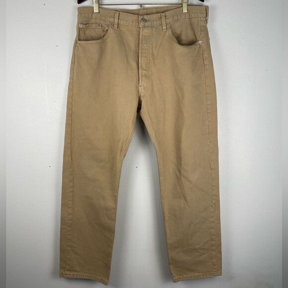 Tan Levi’s Button Fly Denim Jeans Size 38 ep EUC - Picture 1 of 8